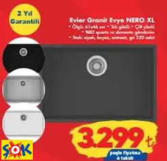EVİER GRANİT EVYE NERO XL